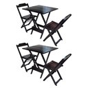 Ver imagem 1 de Kit 2 Conjuntos Mesa Dobrável 2 Cadeiras de Madeira 70x70 Ideal para Bar e Restaurante - Tabaco