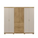 Ver imagem 5 de Guarda Roupa Casal Dubai Ouro 6 Portas de Bater 4 Gavetas MDF Nature-Fendi Vila Rica 260cm