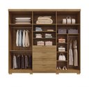 Ver imagem 4 de Guarda Roupa Casal Dubai Ouro 6 Portas de Bater 4 Gavetas MDF Nature-Fendi Vila Rica 260cm