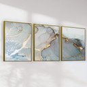 Ver imagem 3 de Quadro Decorativo Abstrato Azul com Dourado Kit 3 Quadros