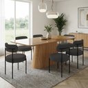 Ver imagem 1 de Mesa Jantar Vidro 160cm Nature Kit 6 Cadeiras Aço Preto Bouclê H02 - D'Rossi