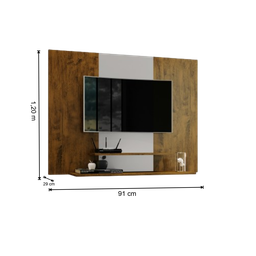 Painel para Tv até 50 Polegadas Suspenso Talento com 2 Prateleiras 91x120cm Canela/off White - 3