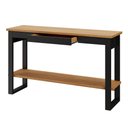 Ver imagem 4 de Aparador Sala Industrial 135cm com 1 Gaveta 100% MDF Dalla Costa Cor:Freijó com Preto Fosco