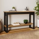 Ver imagem 1 de Aparador Sala Industrial 135cm com 1 Gaveta 100% MDF Dalla Costa Cor:Freijó com Preto Fosco