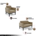 Ver imagem 2 de Conjunto Poltrona e Namoradeira Decorativa Isabella Pés Fixo em Madeira Preto Suede Nude G19 - Gran 