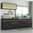 Ver imagem 3 de Armário de Cozinha Compacta 270cm com Rodapé Veneza Multimóveis V2112 Preto/Dourado