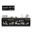 Ver imagem 6 de Armário de Cozinha Compacta 270cm com Rodapé Veneza Multimóveis V2112 Preto/Dourado