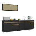 Ver imagem 1 de Armário de Cozinha Compacta 270cm com Rodapé Veneza Multimóveis V2112 Preto/Dourado
