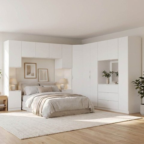 Guarda Roupa Planejado 13 Portas 3 Gavetas 8 Peças Hera CabeCasa MadeiraOriginals Algodão