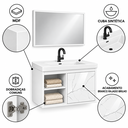 Ver imagem 6 de Kit Banheiro MDF 0,63m com Cuba e Espelheira Branco Rajado Brilho Rainha Dos Gabinetes:Branco/Branco