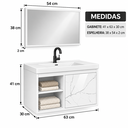 Ver imagem 4 de Kit Banheiro MDF 0,63m com Cuba e Espelheira Branco Rajado Brilho Rainha Dos Gabinetes:Branco/Branco