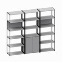 Ver imagem 2 de Estante Industrial 3 Torres Portas Prateleiras Metal Madeira Cor:cinza Sagrado com Preto