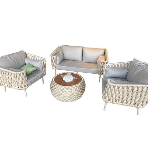 Conjunto Paris Sofá 2l com Poltronas e Mesinha de Centro Md