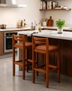 Ver imagem 1 de Kit 2 Banqueta Madeira com Courino Marrom para Bistro 98cm