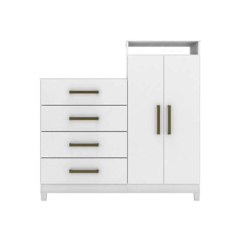 Cômoda de Quarto Áurea C- 2 Portas 4 Gavetas e Pés Branco - Demóbile