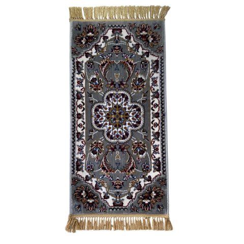 Tapete Persa Royal Cinza 50x100cm Fio Acetinado - Ideal para Quarto e Sala