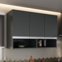 Ver imagem 5 de Armário Aéreo Multiuso 3 Portas com Nicho P/cozinha 100% Mdf Cor:cinza