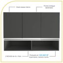 Ver imagem 3 de Armário Aéreo Multiuso 3 Portas com Nicho P/cozinha 100% Mdf Cor:cinza