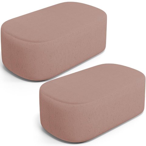 Kit 02 Puffs Decorativos Orgânicos para Living Quarto 100cm Doha W01 Linho Rosê - Lyam Decor