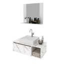 Ver imagem 2 de Kit Lavabo Suspenso com Cuba e Espelho Branco Mármore Branco Tecno Mobili