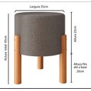 Ver imagem 5 de Puff Redondo Luxo Decorativo Charme com Pés de madeira Linho Cinza