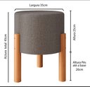 Ver imagem 5 de Puff Redondo Luxo Decorativo Charme com Pés de madeira Linho Cinza