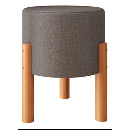 Puff Redondo Luxo Decorativo Charme com Pés de madeira Linho Cinza - 2