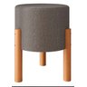 Puff Redondo Luxo Decorativo Charme com Pés de madeira Linho Cinza - 2