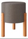 Ver imagem 2 de Puff Redondo Luxo Decorativo Charme com Pés de madeira Linho Cinza