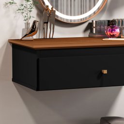 Penteadeira de Parede Suspensa Preto Freijó com 1 Gaveta - 2 Penteadeira de Parede Suspensa Preto Freijó com 1 Gaveta - 2