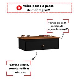 Penteadeira de Parede Suspensa Preto Freijó com 1 Gaveta - 3 Penteadeira de Parede Suspensa Preto Freijó com 1 Gaveta - 3