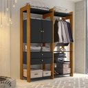 Ver imagem 1 de Guarda Roupa Closet Modulado Toronto Preto/carvalho - Luapa