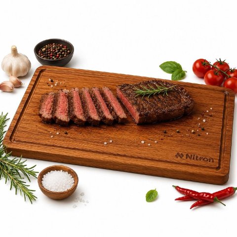 Tabua Teca Extra Grande para Churrasco Madeira Nobre Lisa Bandeja de Servir Cortar Carne Gourmet Pro