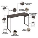 Ver imagem 4 de Mesa para Escritório e Home Office Industrial com 1 Gaveta Lead F01 Preto Fosco - Lyam Decor
