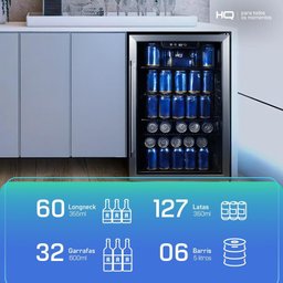 Cervejeira Expositor Vertical Hq Vidro Duplo 125 Litros Preta e Inox Hq-125cevpv - 127v - 9