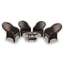 Ver imagem 1 de Conjunto de Poltronas Fibra Sintética Tóquio - 4 Poltronas + 1 Mesa Centro - Tecido Duna Preto