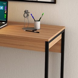 Mesa para Escritório Estilo Industrial 1,20m Me4160 Tecno Mobili - Amêndoa/preto - 2