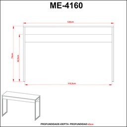 Mesa para Escritório Estilo Industrial 1,20m Me4160 Tecno Mobili - Amêndoa/preto - 4