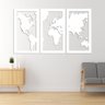 Quadro Decoração Vazado Mapa Mundi Mdf 6mm Branco 200x120 Cm - 2