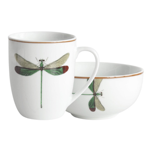 Bowl e Caneca Libélula em Porcelana, da L'hermitage
