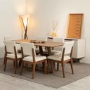 Ver imagem 5 de Conjunto de Jantar Mesa Retangular Avena 6 Cadeiras New Ella - Linho Off White - Linked 02