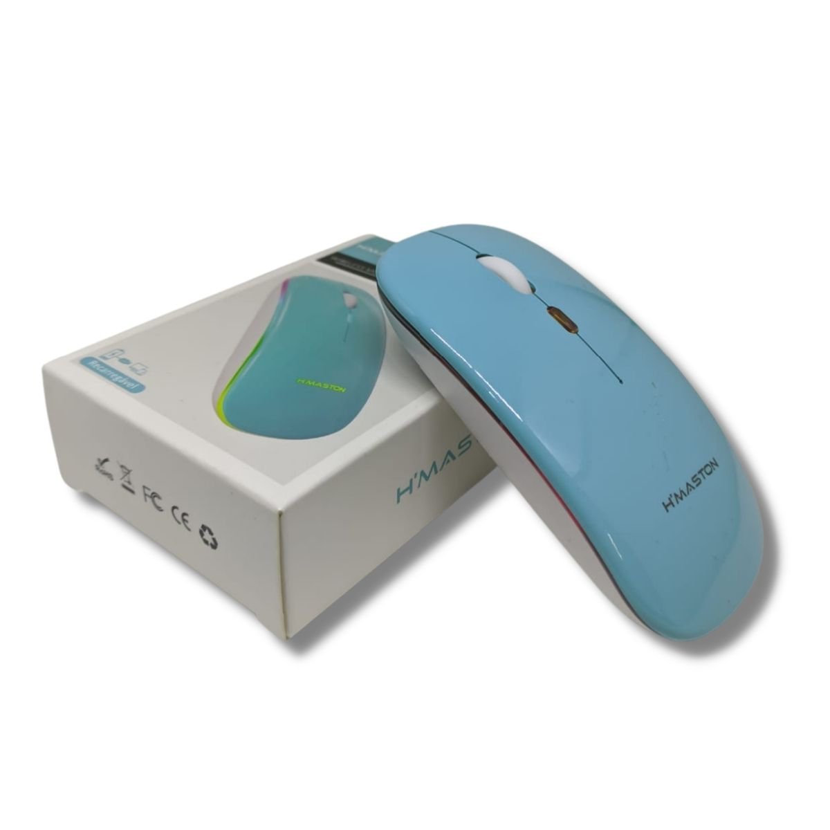 Mouse Sem Fio Recarregável Azul Tiffany Wireless Led Hmaston - 2