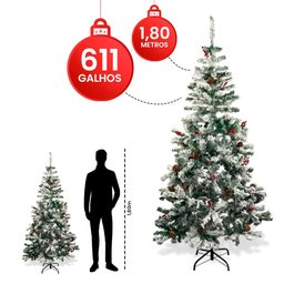 Arvore de Natal 1,80m Luxo Verde 611 Galhos Pinheiro Favorito - 2