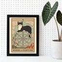 Ver imagem 2 de Quadro Decorativo Carta Tarot Roda da Fortuna gato 24x18cm:madeira Preta