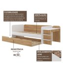 Ver imagem 6 de Quarto Infantil Cama de Solteiro 3 em 1 e Cômoda 10 Gavetas em MDF Premium Helena e Alice Branco/Louro Freijó Grann