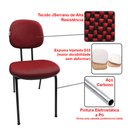 Ver imagem 4 de Kit 6 Cadeiras de Escritório Secretaria Fixa Pé Palito Tecido JSerrano Vermelho Com Preto para Recep