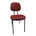 Ver imagem 2 de Kit 6 Cadeiras de Escritório Secretaria Fixa Pé Palito Tecido JSerrano Vermelho Com Preto para Recep