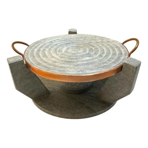 Churrasqueira de Pedra Sabão Caracol 27cm Cinza Natural
