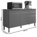 Ver imagem 4 de Balcão de Cozinha Silver 150 Cm 3 Portas 1 Gaveta Gris - Pnr Móveis