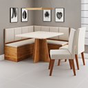 Ver imagem 1 de Conjunto Canto Alemão Baú com Mesa e 2 Cadeiras Scoth MDF Bege